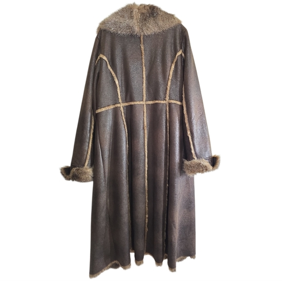 Fabulous Furs Donna Salyers Cascading Faux Fur Maxi Coat XL Brown - Picture 6 of 7